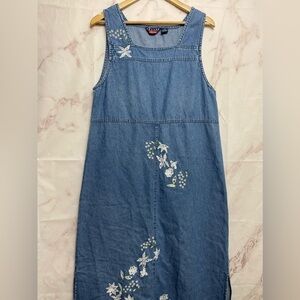 Vtg Agapo Denim Embroidered Midi Dress - C11